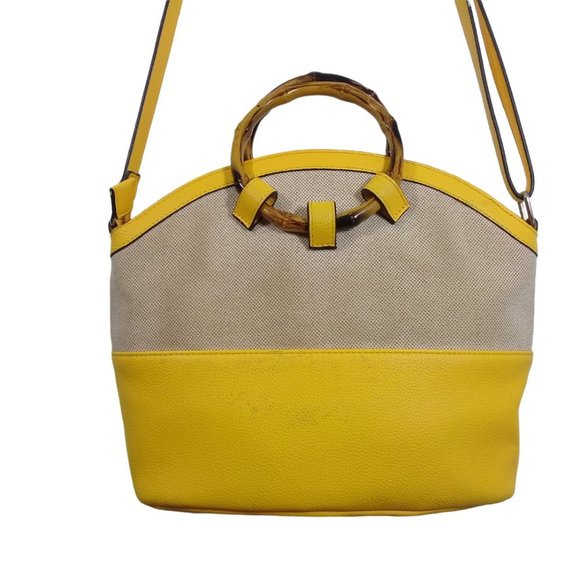Dana Buchman Shoulder, Hand or Crossbody Bag in Yellow and Tan - Picture 9 of 14